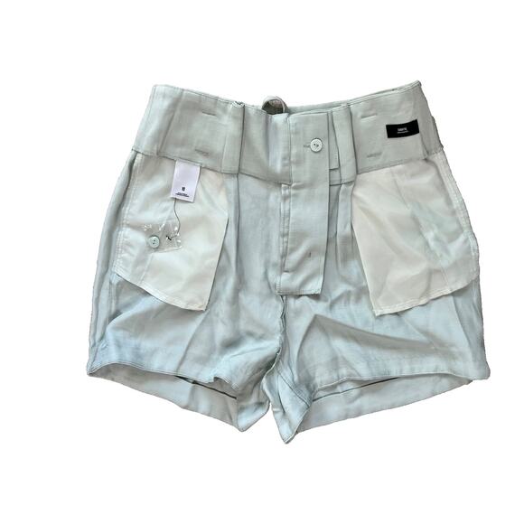 Express Extreme High Rise Paperbag‎ Green Linen Shorts Sz 10 NWT Soft Girl - Picture 6 of 9
